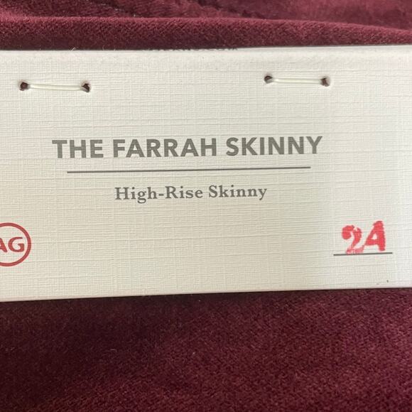 Adriano Goldschmied Women's Velvet Farrah High Rise Skinny Rich Carmine Sz 24R - Picture 4 of 12